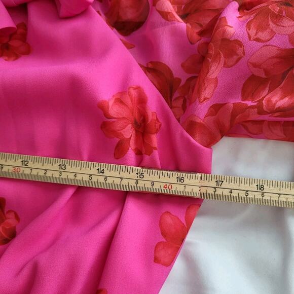 Sachin & BabiVera floral-print chiffon gownPink Red Floral Naxi Dress Sz 0 XS - Picture 16 of 16